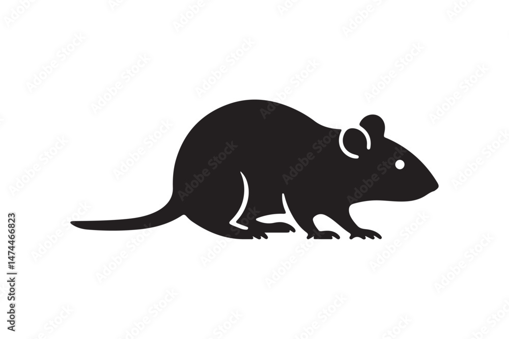 Obraz premium A simple black silhouette of a rat in side view, minimal vector style