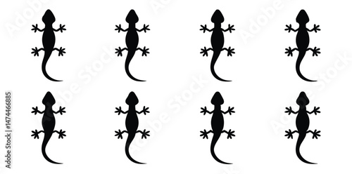 Lizard Silhouettes Set – Vector Reptile Clipart in Poses