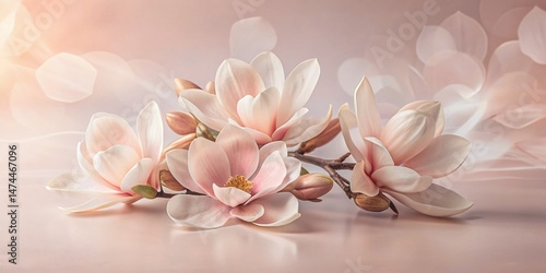 Blooming Magnolia Double Exposure Background: Dreamy Spring Floral Art