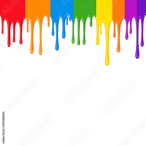 Rainbow Paint Dripping Illustration on White Background for Creative Projects