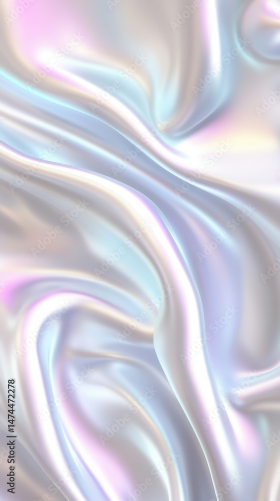 Obraz premium Abstract iridescent fabric flowing in soft waves close up studio shot pastel colors elegant background