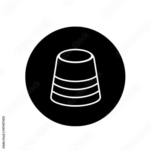 Minimal black and white thimble icon with horizontal segments, ideal for sewing or tailoring themes