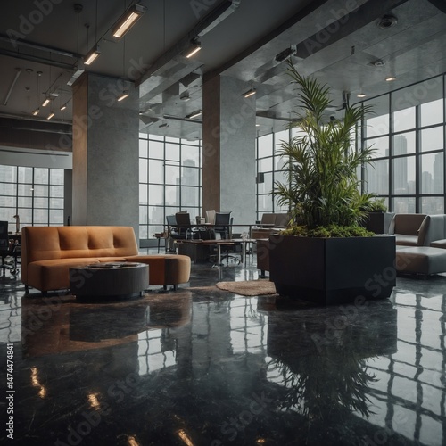 Modern living room interior design with luxury furniture and a cozy fireplace