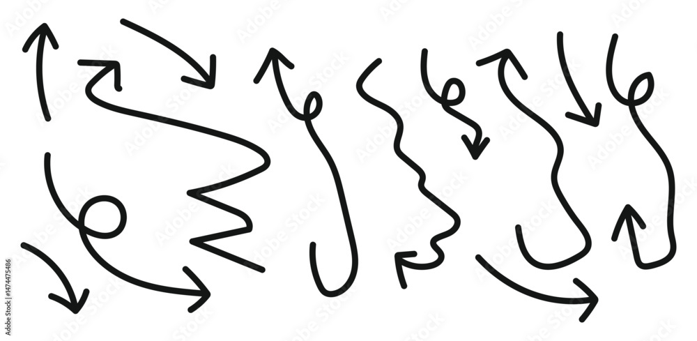 curved arrows collection, arrow set vector element design, curved line, wavy curved line curved arrows collection, arrow set vector element design, curved line, wavy curved line
