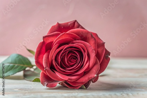 Close-up Red Rose with Copy Space: Elegant Floral Photography for Design