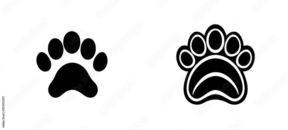 Fototapeta premium A dog or cat paw print icon in a flat style suitable for animal apps and websites