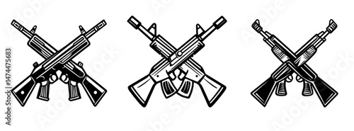Machine guns like the Kalashnikov AK47 are a modern icon with crossed imagery