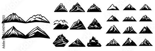 The highlands and mountains are characterized by modern silhouettes with snow-covered peaks and rolling hillsides
