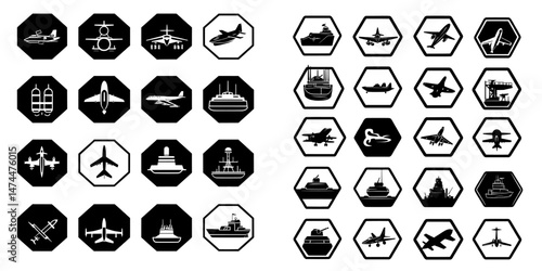A set of icons representing military transportation has been designed for the army