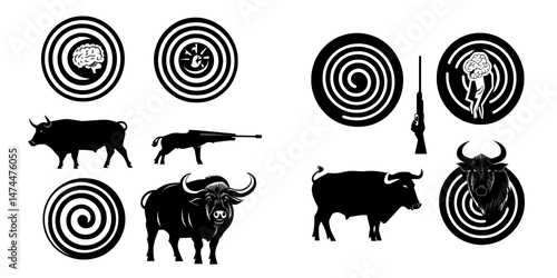 Modern collection of gun shooting targets and aiming target silhouettes