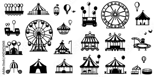 A carnival at the amusement park includes a carousel and circus, which have become modern icons of entertainment