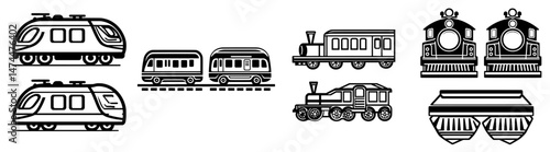 Icon for train, sign for railway transport, or symbol for metro station and underground railroad