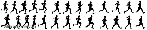 Running men and women are depicted in a modern set of isolated silhouettes, with the initial directive being Run