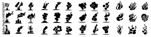 Icons representing smells include steaming stench, vapor, and cooking steam, as well as green symbols for expired food odor, smoky aroma, mist, and toxic illustrations