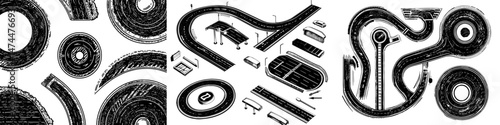 Isometric roads and traffic street road junctions comprise highway map elements and a city routes 3d modern set