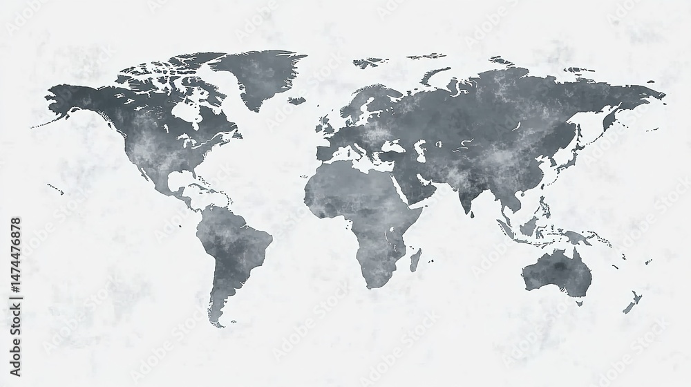 Fototapeta premium World map in gray color on a white background