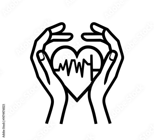 This illustration represents the idea of loving oneself, as a child is shown hugging a red heart with their arms, conveying a sense of hope, self-care, and the significance of cardiology in modern