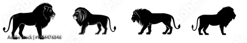 The lion silhouette icon, viewed from the side, represents courage, bravery, and power