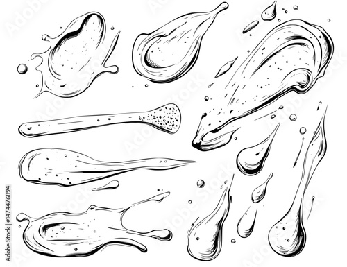 Creamy toothpaste blobs and realistic white cosmetic gel are set against a transparent background in this modern skincare lotion set, evoking images of cream smears