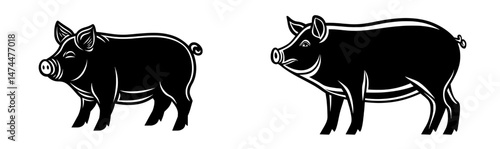 A contemporary pig outline, the icon is set against a plain white backdrop