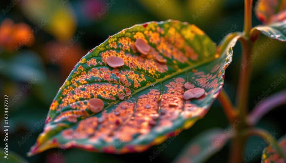 Fototapeta premium radiant leaf with luminescent chlorophyll glowing in soft peach tones