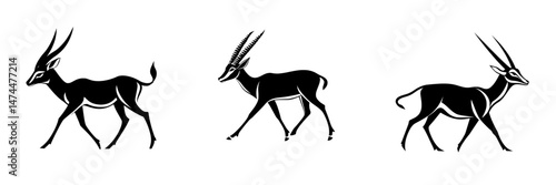 The silhouette of an antelope or gazelle is that of a wild animal, either a modern springbok, a gemsbok, a young oryx