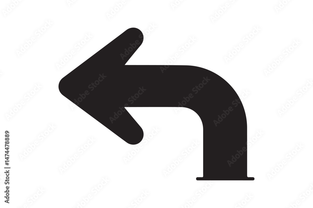 Solid Dark Gray Curved 3D Left Arrow Icon Vector 2 Solid Dark Gray Curved 3D Left Arrow Icon Vector 2