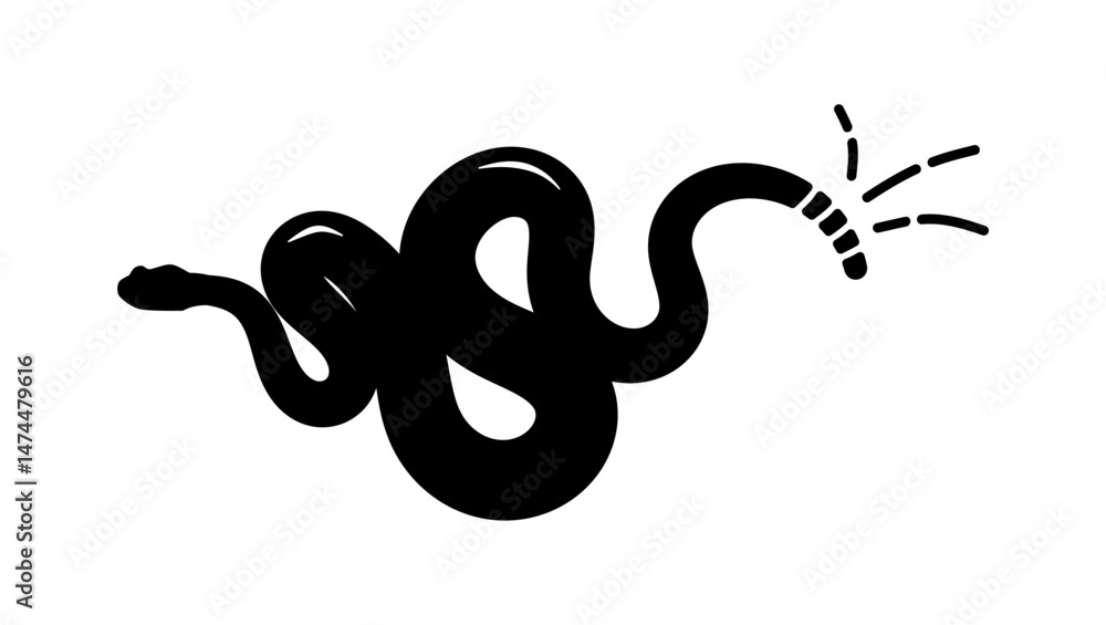 Rattlesnake symbol, Black Isolated Silhouette Rattlesnake symbol, Black Isolated Silhouette
