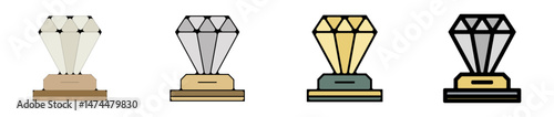 icone symbole pictogramme entreprise success diamant pierre precieuse graisse couleur