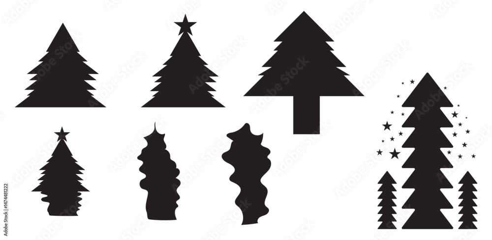 Obraz premium set of christmas trees, cristimas vector element collection, 