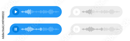 Voice message vector dialogue element collection. Audio communication symbol set.