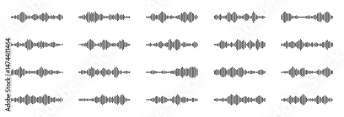 Voice message sound waves vector collection. Audio signal symbol set.