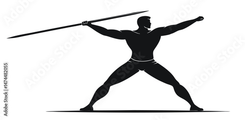 Javelin Thrower Silhouette – Powerful Athlete in Action Vector Art