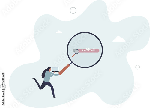 Search box, SEO search engine optimization or finding website from internet, online job or career opportunity concept. character life .