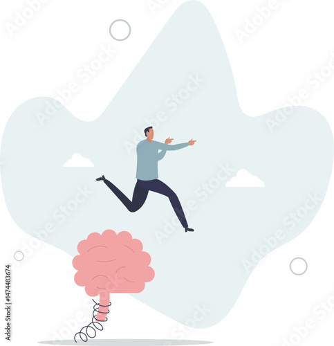 Brain intelligence, resilience or creativity to control thinking process for new idea, smart or wisdom to brainstorm, imagination to success concept. character life .