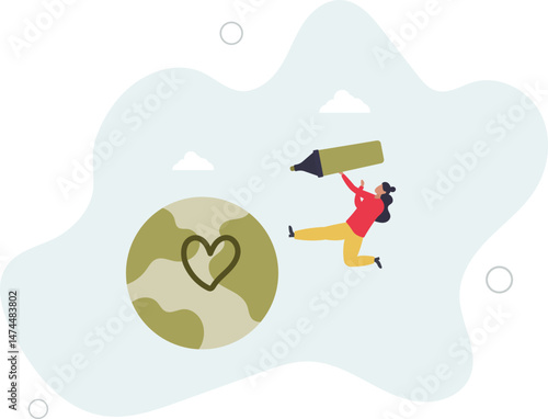 Sustainable lifestyle concept character taking care of nature. character life .