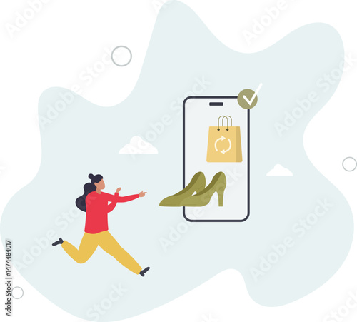 buying recycling eco friendly clothes and textile consciously. Conscious consumption, slow fashion and responsible shopping concept. character life .