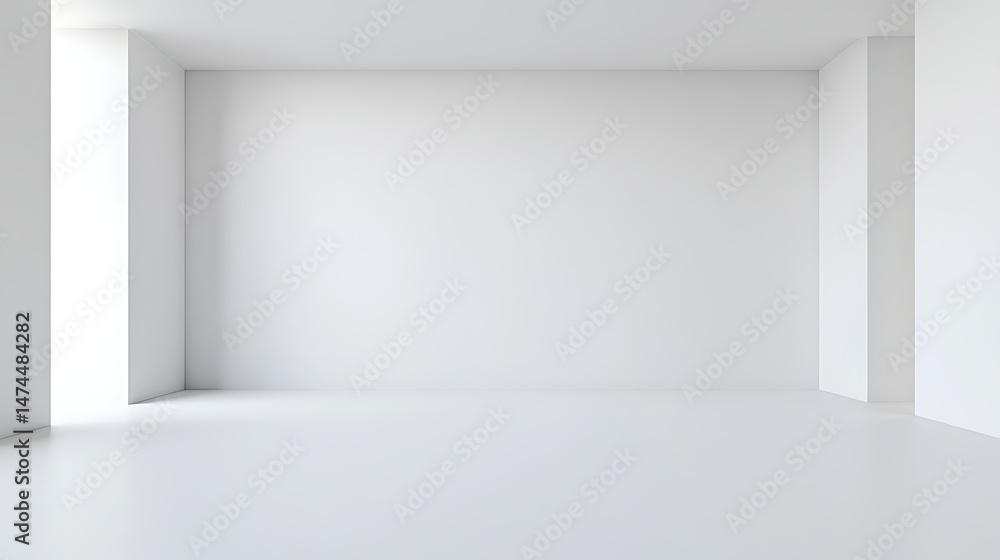 Fototapeta premium A large, empty room with white walls and a white floor