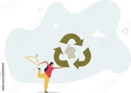 eco shopping concept. woman posing with hanger. character life .