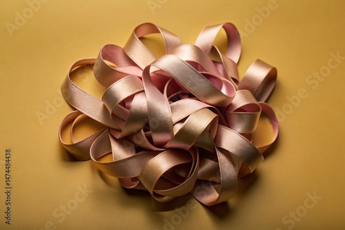 Delicate Pink Ribbons on White Background - Elegant Festive Stock Photo