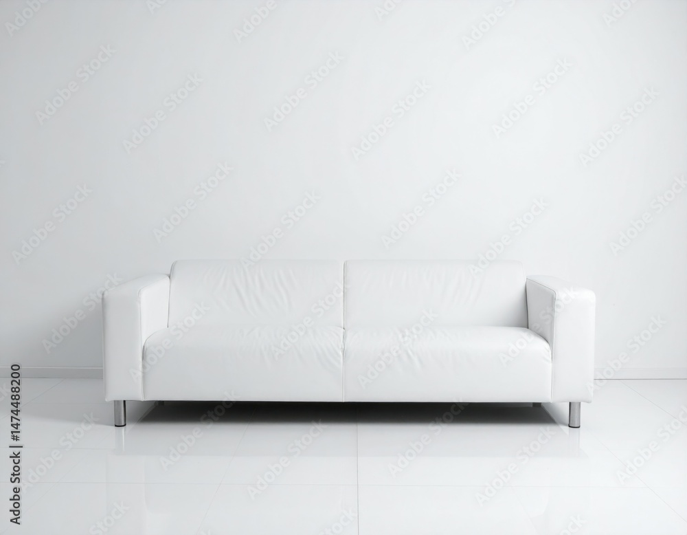 Modern Minimalist White Sofa Against a Clean Wall Background Modern Minimalist White Sofa Against a Clean Wall Background