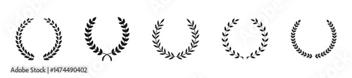 Laurel wreath vector royal symbol vector set. Classic laurel wreaths for awards and honors