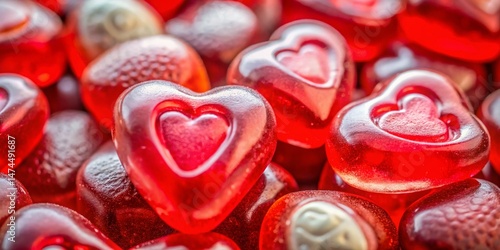 Double Exposure: Red Heart Candies, Close-Up, Love Imprinted