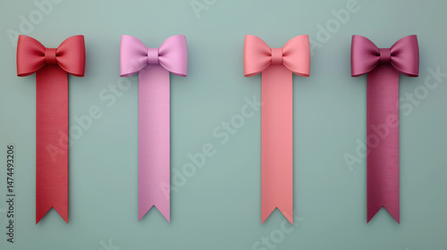 Colorful 3D ribbons with metallic finishes for decoration