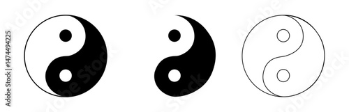 Yin Yang Taoism Chinese Religion Symbol Isolated Vector Illustration