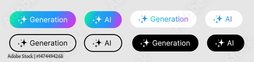 Generate AI button user interface. Artificial intelligence Generate press button in trendy neumorphic style for app, website, and interfaces. UI UX elements. Vector illustration
