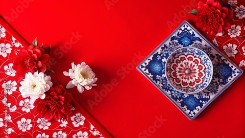 Elegant Blue and White Floral Aerial Photography: Stunning Overhead View of a Flower Garden