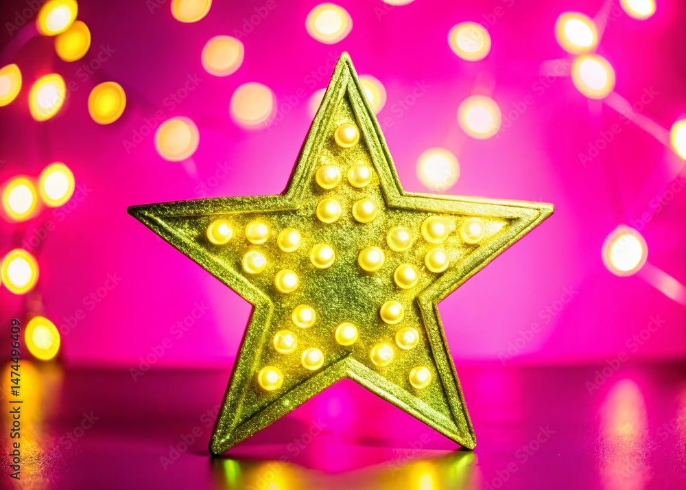 Elegant Golden Star with Soft Glowing Lights - Celestial Sparkle Stock Photo Elegant Golden Star with Soft Glowing Lights - Celestial Sparkle Stock Photo