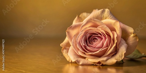 Elegant Pink Rose on Blue Background - Beauty in Nature Stock Photo