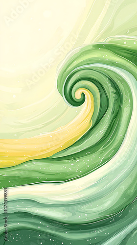 Abstract Green Wave Swirl.